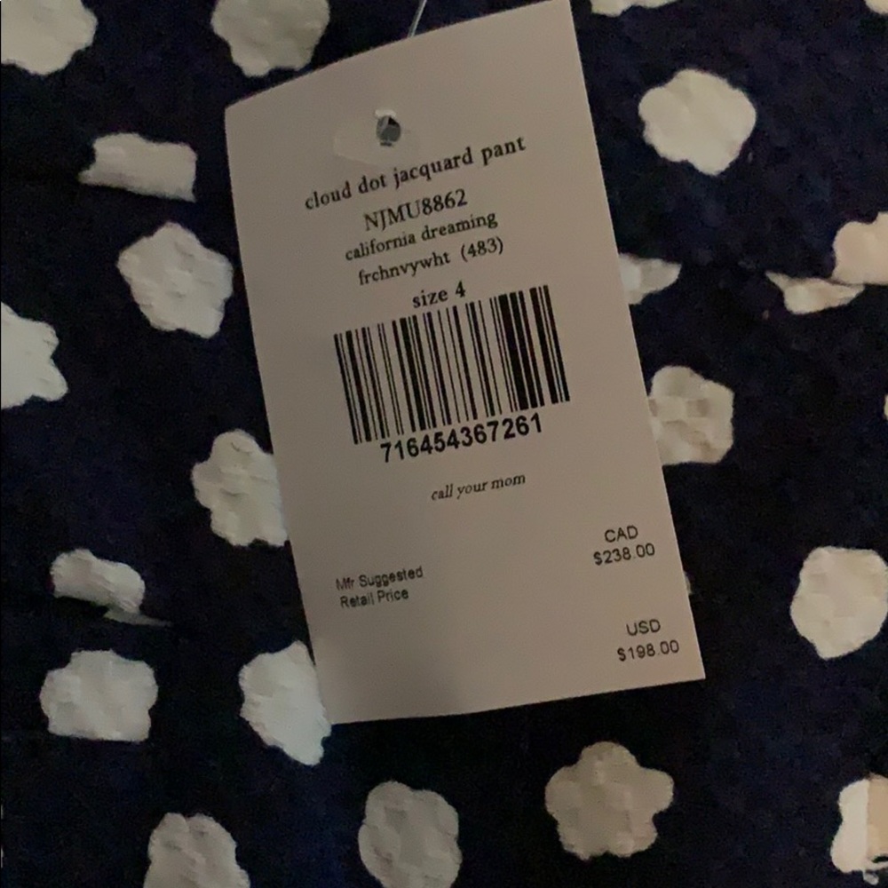 NEW Kate Spade Cloud Dot Jacquard Pant Size 4 - Picture 6 of 8